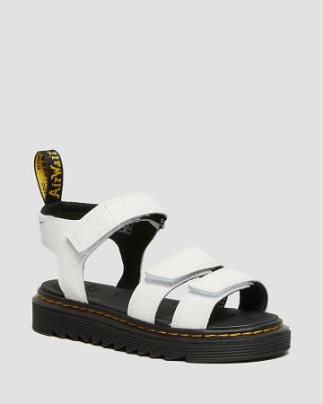 Kids' Dr Martens Junior Klaire Leather Strap Sandals White | AU 720XYU